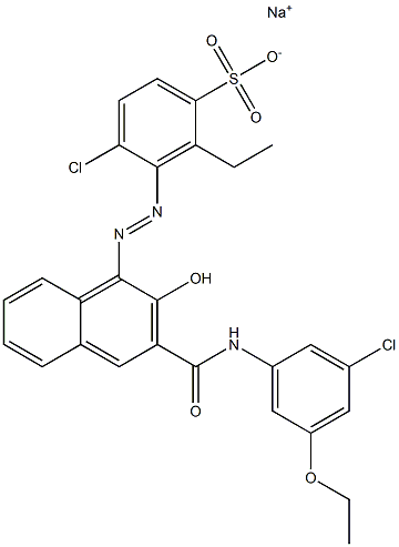 4-Chloro-2-ethyl-3-[[3-[[(3-chloro-5-ethoxyphenyl)amino]carbonyl]-2-hydroxy-1-naphtyl]azo]benzenesulfonic acid sodium salt Struktur