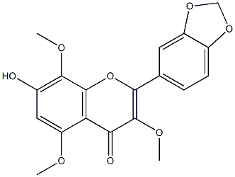 3,5,8-Trimethoxy-7-hydroxy-3',4'-(methylenedioxy)flavone Struktur