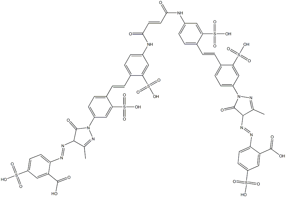 N,N'-Bis[4-[4-[4-(2-carboxy-4-sulfophenylazo)-3-methyl-5-oxo-2-pyrazolin-1-yl]-2-sulfostyryl]-3-sulfophenyl]fumaramide Struktur