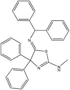 2-(Methylamino)-5-(diphenylmethylimino)-4,4-diphenyl-2-thiazoline Struktur