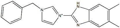 1-Benzyl-3-(5,6-dimethyl-1H-benzimidazol-2-yl)-1H-imidazol-3-ium Struktur