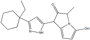 1-(3-(1-Ethylcyclohexyl)-1H-pyrazol-5-yl)-5-hydroxy-3-methyl-2-pyrrolizinone Struktur