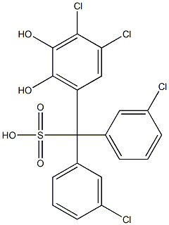 (3,4-Dichloro-5,6-dihydroxyphenyl)bis(3-chlorophenyl)methanesulfonic acid Struktur