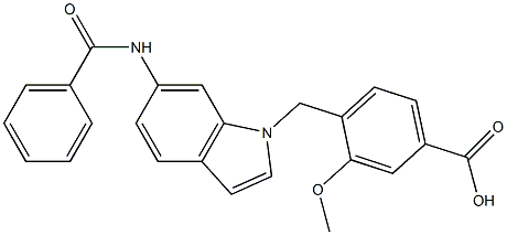 4-[6-(Benzoylamino)-1H-indol-1-ylmethyl]-3-methoxybenzoic acid Struktur