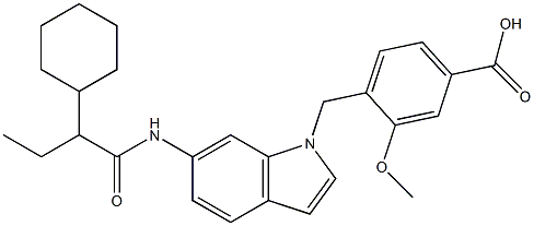 4-[6-(2-Cyclohexylbutyryl)amino-1H-indol-1-ylmethyl]-3-methoxybenzoic acid Struktur