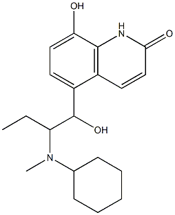 8-Hydroxy-5-(1-hydroxy-2-ethyl-2-(N-cyclohexyl-N-methylamino)ethyl)-2(1H)-quinolone Struktur