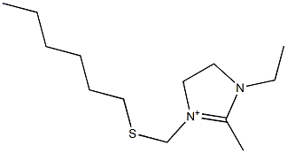 1-Ethyl-2-methyl-3-[(hexylthio)methyl]-4,5-dihydro-1H-imidazol-3-ium Struktur