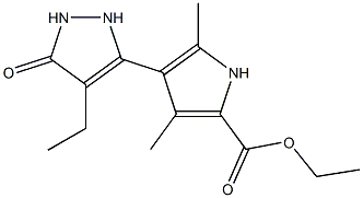 3,5-Dimethyl-4-(4-ethyl-5-oxo-3-pyrazolin-3-yl)-1H-pyrrole-2-carboxylic acid ethyl ester Struktur