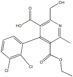 4-(2,3-Dichlorophenyl)-2-methyl-6-hydroxymethyl-3-ethoxycarbonyl-5-pyridinecarboxylic acid Struktur