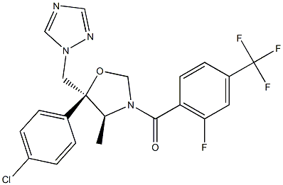 (4S,5S)-5-(4-Chlorophenyl)-4-methyl-3-[4-(trifluoromethyl)-6-fluorobenzoyl]-5-[(1H-1,2,4-triazol-1-yl)methyl]oxazolidine Struktur