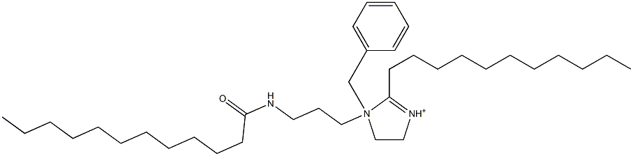 4,5-Dihydro-1-[3-[(1-oxododecyl)amino]propyl]-1-(phenylmethyl)-2-undecylimidazolium Struktur