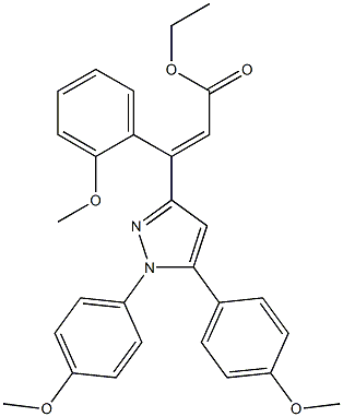 (E)-3-(2-Methoxyphenyl)-3-[[1-(4-methoxyphenyl)-5-(4-methoxyphenyl)-1H-pyrazol]-3-yl]propenoic acid ethyl ester Struktur