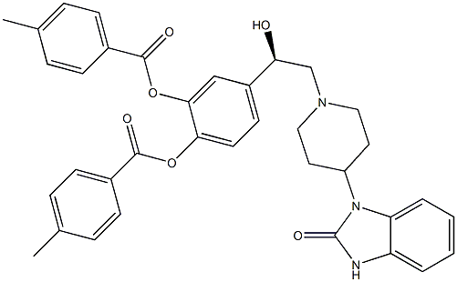 4-[(R)-2-[4-[(2,3-Dihydro-2-oxo-1H-benzimidazol)-1-yl]-1-piperidinyl]-1-hydroxyethyl]-1,2-phenylenebis(4-methylbenzoate) Struktur