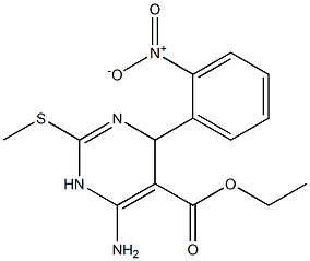 6-Amino-1,4-dihydro-2-methylthio-4-(2-nitrophenyl)pyrimidine-5-carboxylic acid ethyl ester Struktur