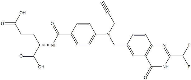 (2S)-2-[4-[N-[(3,4-Dihydro-2-difluoromethyl-4-oxoquinazolin)-6-ylmethyl]-N-(2-propynyl)amino]benzoylamino]glutaric acid Struktur