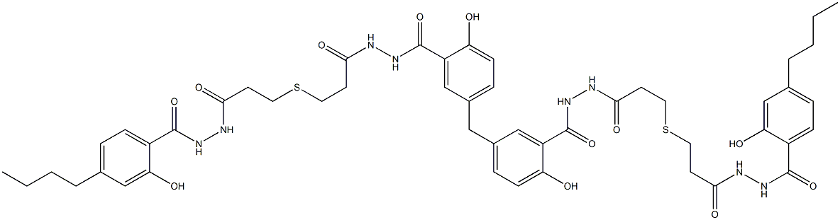 5,5'-Methylenebis[N'-[3-[[2-[[N'-(4-butylsalicyloyl)hydrazino]carbonyl]ethyl]thio]propionyl]salicylic hydrazide] Struktur