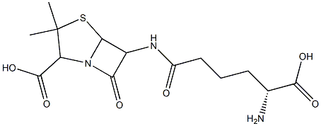 6-[(R)-5-Amino-5-carboxyvalerylamino]-3,3-dimethyl-7-oxo-4-thia-1-azabicyclo[3.2.0]heptane-2-carboxylic acid Struktur