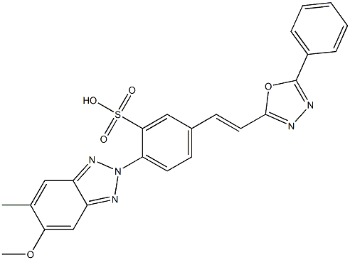 2-[4-(5-Methoxy-6-methyl-2H-benzotriazol-2-yl)-3-sulfostyryl]-5-phenyl-1,3,4-oxadiazole Struktur