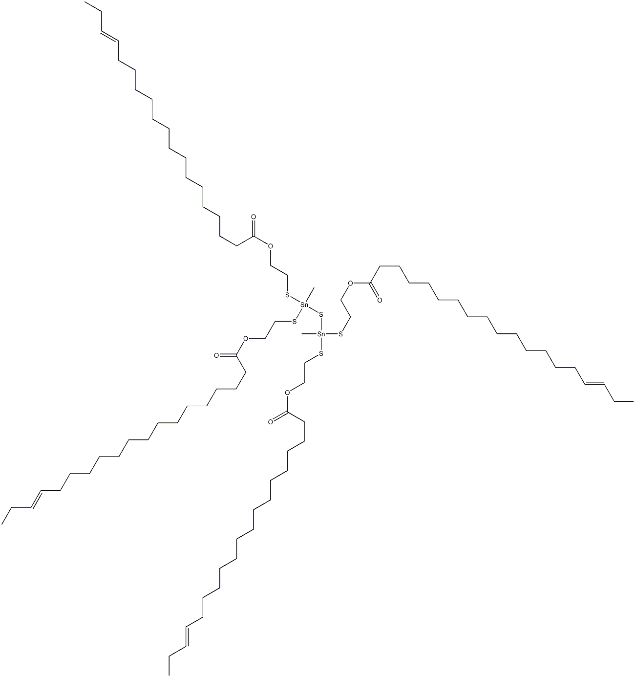 Bis[methylbis[[2-(15-octadecenylcarbonyloxy)ethyl]thio]stannyl] sulfide Struktur