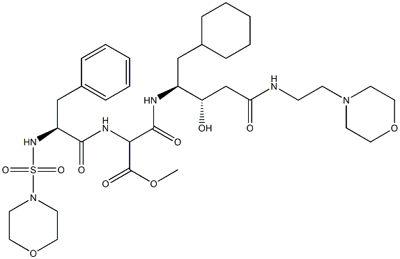 3-[[(1S,2S)-1-(Cyclohexylmethyl)-2-hydroxy-4-[2-(4-morpholinyl)ethylamino]-4-oxobutyl]amino]-3-oxo-2-[(S)-2-(4-morpholinylsulfonylamino)-3-phenylpropanoylamino]propionic acid methyl ester Struktur