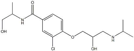 1-[4-[(2-Hydroxy-1-methylethyl)carbamoyl]-2-chlorophenoxy]-3-[isopropylamino]-2-propanol Struktur