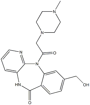 5,11-Dihydro-9-hydroxymethyl-11-[(4-methyl-1-piperazinyl)acetyl]-6H-pyrido[2,3-b][1,4]benzodiazepin-6-one Struktur