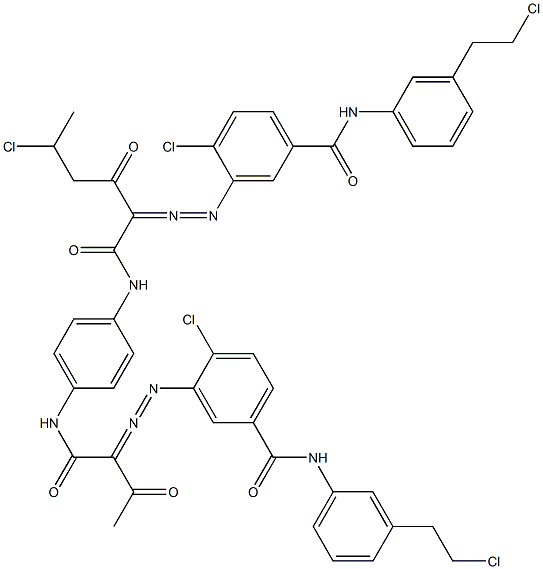 3,3'-[2-(1-Chloroethyl)-1,4-phenylenebis[iminocarbonyl(acetylmethylene)azo]]bis[N-[3-(2-chloroethyl)phenyl]-4-chlorobenzamide] Struktur