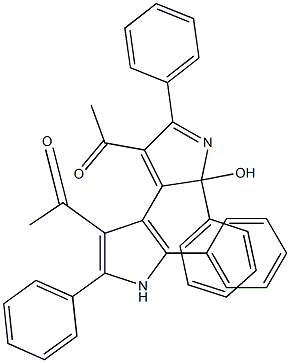 4-Acetyl-2-hydroxy-2,5-diphenyl-3-[4-acetyl-2,5-diphenyl-1H-pyrrol-3-yl]-2H-pyrrole Struktur