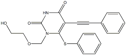 1-(2-Hydroxyethoxymethyl)-6-phenylthio-5-(phenylethynyl)uracil Struktur