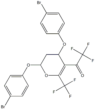 2,4-Bis(4-bromophenoxy)-5-(trifluoroacetyl)-6-(trifluoromethyl)-3,4-dihydro-2H-pyran Struktur