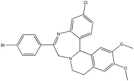 7,9,10,14b-Tetrahydro-6-(p-bromophenyl)-3-chloro-12,13-dimethoxyisoquino[2,1-d][1,4]benzodiazepine Struktur