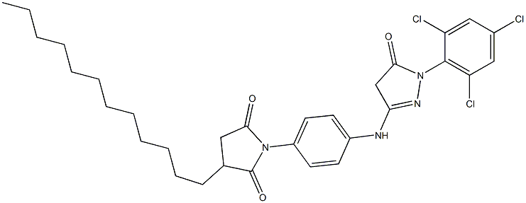 1-(2,4,6-Trichlorophenyl)-3-[4-(3-dodecyl-2,5-dioxopyrrolidin-1-yl)anilino]-5(4H)-pyrazolone Struktur