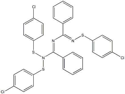 1,1,5-Tris[(4-chlorophenyl)thio]-2,4-diphenyl-1,3,5-triaza-2,4-pentadiene Struktur