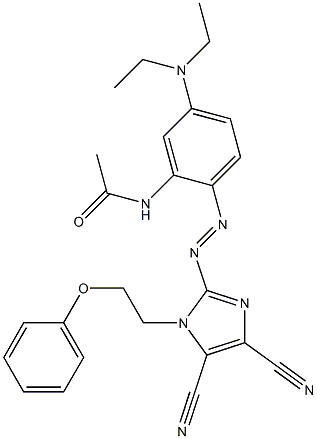 2-(2-Acetylamino-4-diethylaminophenylazo)-1-(2-phenoxyethyl)-1H-imidazole-4,5-dicarbonitrile Struktur