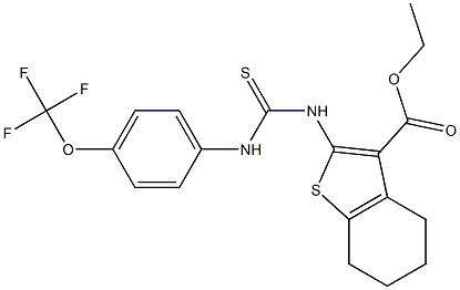 Ethyl 2-((thioxo((4-(trifluoromethoxy)phenyl)amino)methyl)amino)-4,5,6,7-tetrahydrobenzo[b]thiophene-3-carboxylate Struktur