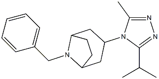 8-Benzyl-3-(3-isopropyl-5-methyl-4H-1,2,4-triazol-4-yl)-exo-8-azabicyclo[3.2.1]octane Struktur