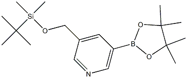 3-((tert-butyldimethylsilyloxy)methyl)-5-(4,4,5,5-tetramethyl-1,3,2-dioxaborolan-2-yl)pyridine Struktur