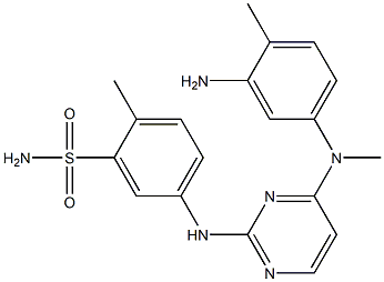 5-(4-((3-amino-4-methylphenyl)(methyl)amino)pyrimidin-2-ylamino)-2-methylbenzenesulfonamide Struktur