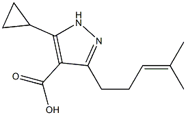 5-Cyclopropyl-3-(4-methyl-pent-3-enyl)-1H-pyrazole-4-carboxylic acid Struktur