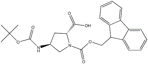 (2R,4S)-Boc-4-amino-1-Fmoc-pyrrolidine-2-carboxylic acid Struktur