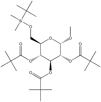 Methyl 6-O-tert-butyldimethylsilyl-2,3,4-tri-O-pivaloyl-a-D-glucopyranoside Struktur