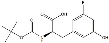 (2R)-2-{[(tert-butoxy)carbonyl]amino}-3-(3-fluoro-5-hydroxyphenyl)propanoic acid Struktur