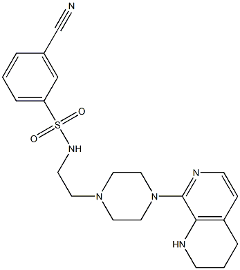 3-CYANO-N-(2-[4-(1,2,3,4-TETRAHYDRO-1,7-NAPHTHYRIDIN-8-YL)PIPERAZIN-1-YL]ETHYL)BENZENESULFONAMIDE Struktur