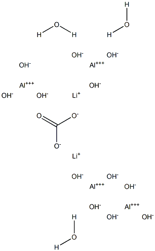 Dilithium tetraaluminum carbonate dodecahydroxide trihydrate Struktur