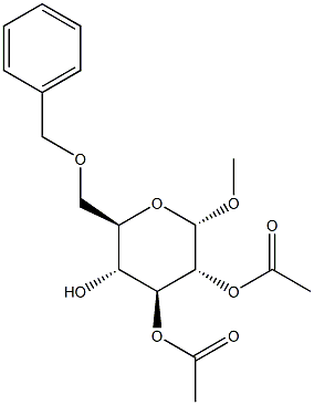 6-O-Benzyl-2,3-di-O-acetyl-methyl-a-D-glucopyranoside Struktur