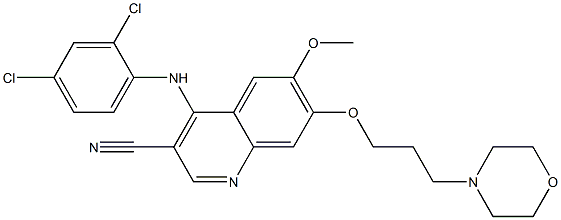 4-((2,4-dichlorophenyl)aminio)-6-methoxy-7-(3-morpholin-4-ylpropoxy)-3-quinolinecarbonitrile Struktur