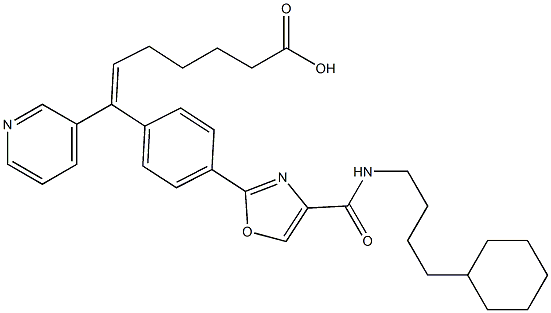 7-(4-(4-(((4-cyclohexylbutyl)amino)carbonyl)-2-oxazolyl)phenyl)-7-(3-pyridyl)hept-6-enoic acid Struktur