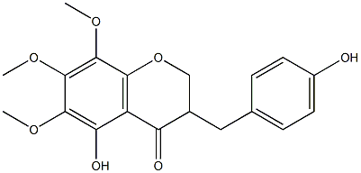 3-(4-hydroxybenzyl)-5-hydroxy-6,7,8-trimethoxychroman-4-one Struktur