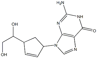 9-(4-(1,2-dihydroxyethyl)-cyclopent-2-enyl)guanine Struktur