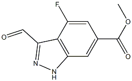 4-FLUORO-6-METHOXYCARBONYLINDAZOLE-3-CARBOXYALDEHYDE Struktur